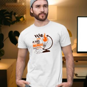 Camiseta Católica Branca Personalizada Vós Sois a Luz do Mundo